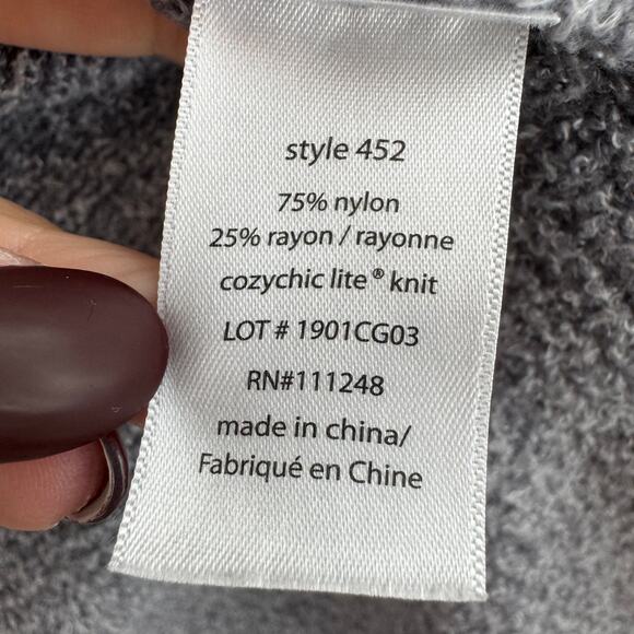 Barefoot Dreams Gray CozyChic Lite Circle Cardi Open Front Cardigan Size Medium - Picture 6 of 13